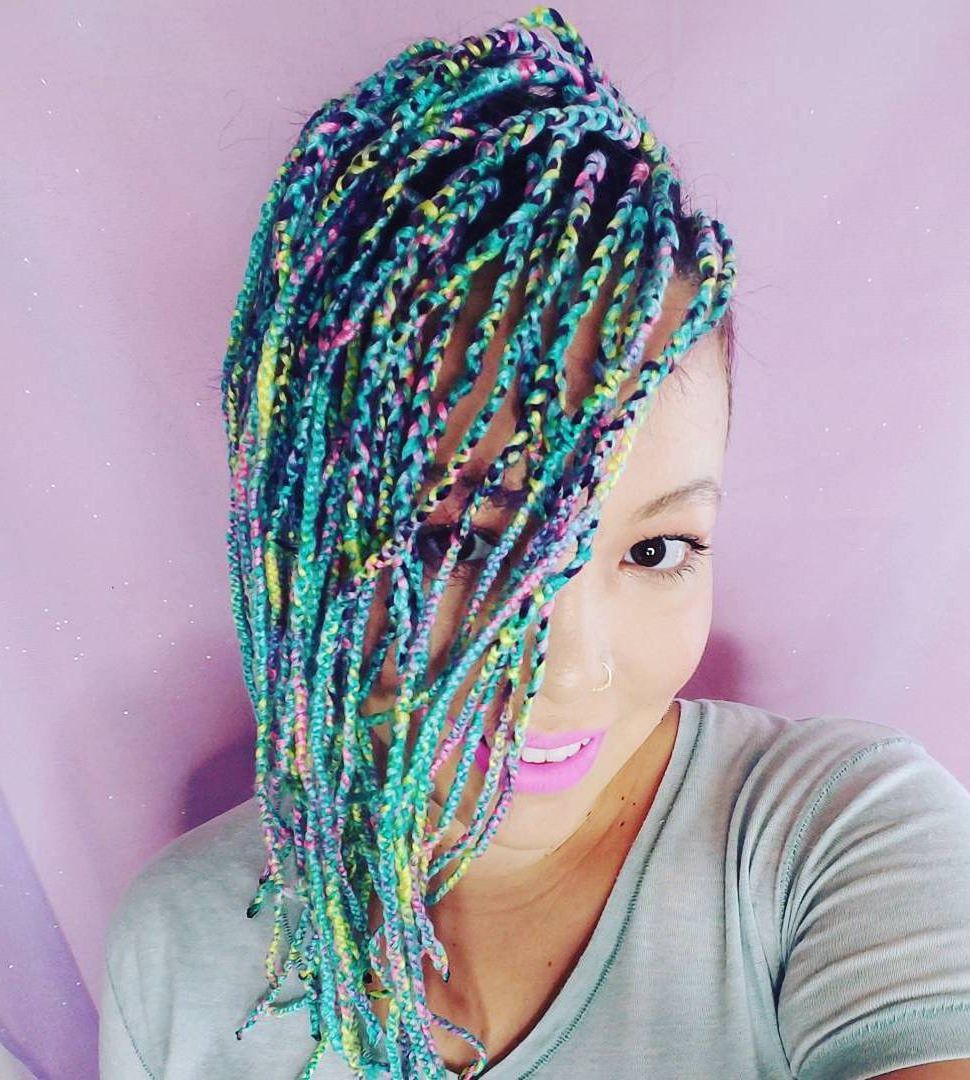 20 Cosy Hairstyles With Yarn Braids Intended For Famous Blue Twisted Yarn Braid Hairstyles For Layered Twists (View 7 of 20)