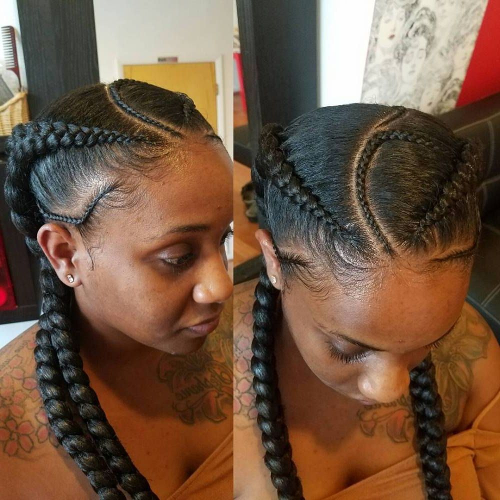 2019 Ponytail Braid Hairstyles With Thin And Thick Cornrows Throughout 20 Impressive Ghana Braids For An Ultimate Diva Look (View 12 of 20)