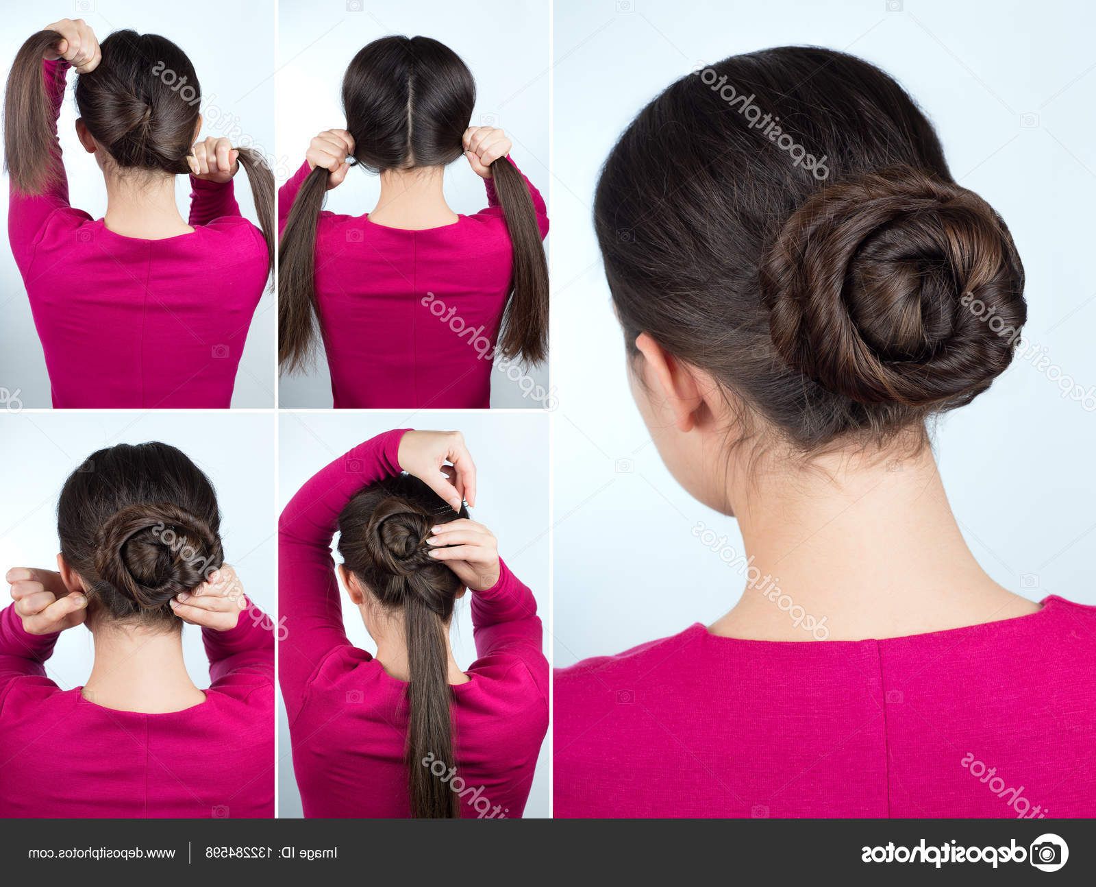 2019 Simple Pony Updo Hairstyles With A Twist Pertaining To Images: Hair Buns Stepstep (View 18 of 20)