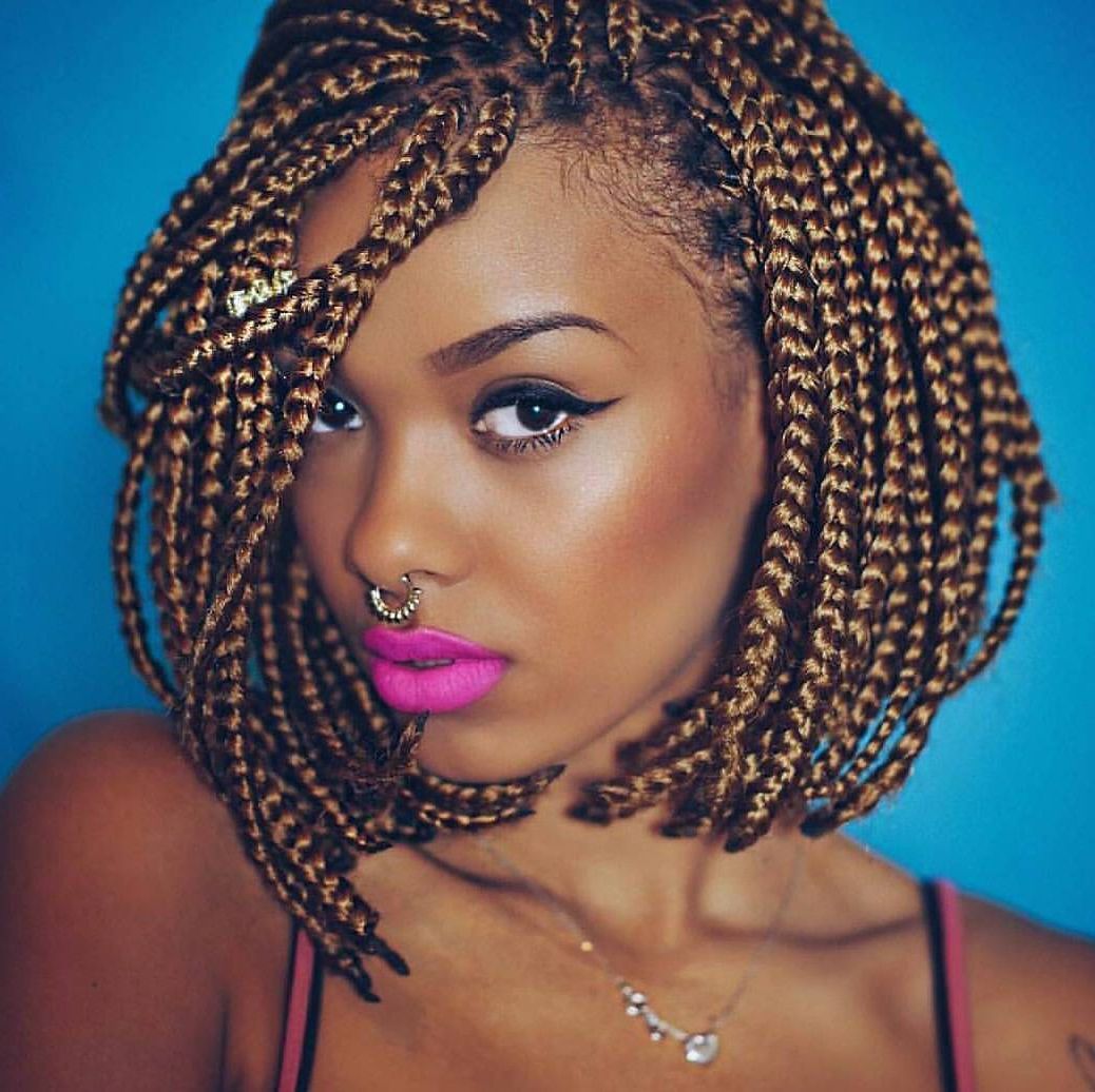 25 Best Short Box Braids Ideas – Protecting Your Hair (2019) Intended For Most Recently Released Asymmetrical Bob Braid Hairstyles (View 7 of 20)