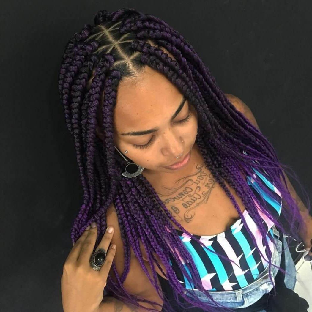 37 Unique Triangle Box Braids Hairstyles 2019 Funky For With Favorite Skinny Braid Hairstyles With Purple Ends (View 8 of 20)