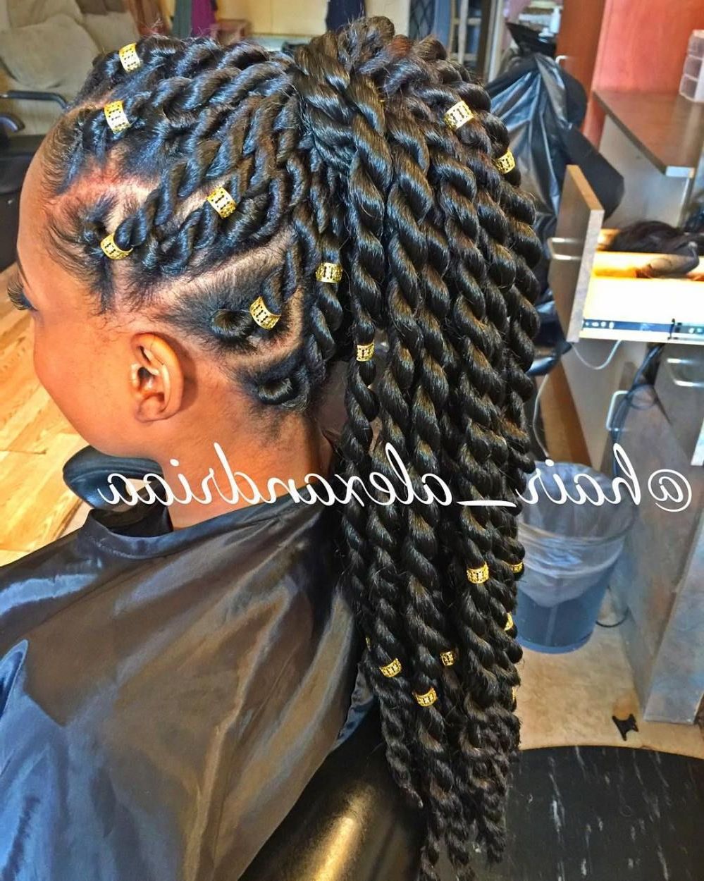 60 Easy And Showy Protective Hairstyles For Natural Hair In For Most Recently Released Long Braid Hairstyles With Golden Beads (View 9 of 20)
