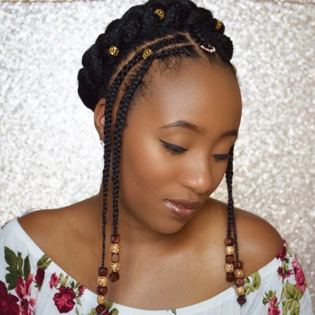Beaded Halo Braid (braids And Beads) #protectivestyles Regarding Newest Kanekalon Braids With Golden Beads (View 15 of 20)