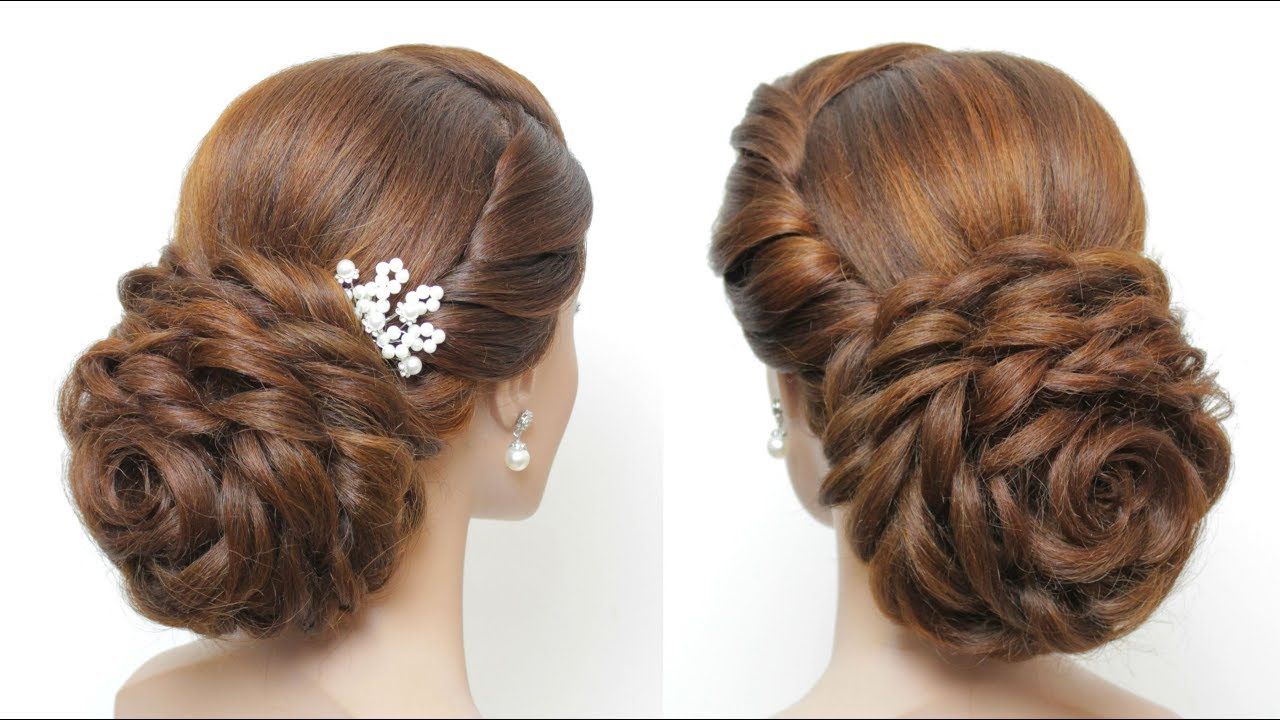 Bridal Hairstyle For Long Hair Tutorial. Flower Bun Updo (View 1 of 20)