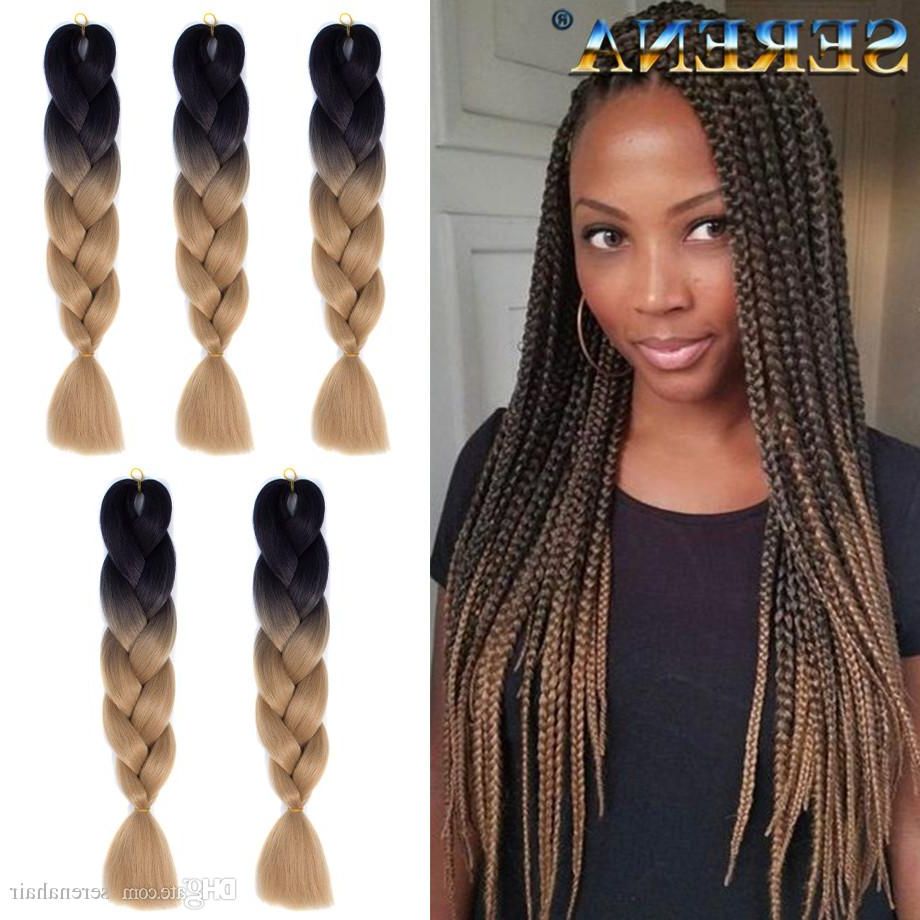 Crochet Braids Hair Kanekalon Two Tone Ombre Green Colored Hair Braids  Jumbo Ombre Synthetic Braiding Hair Extensions For Box 24 Inch 100g For Most Up To Date Two Ombre Under Braid Hairstyles (View 12 of 20)