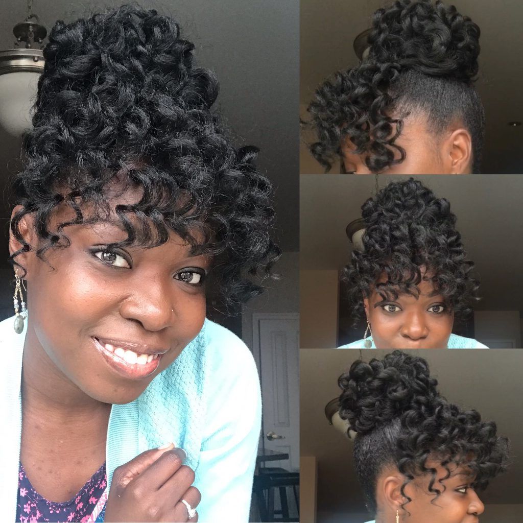 Curly Bun & Bangs Updo – Brown Skin Women Inside Most Recently Released Natural Bangs Updo Hairstyles (View 12 of 20)