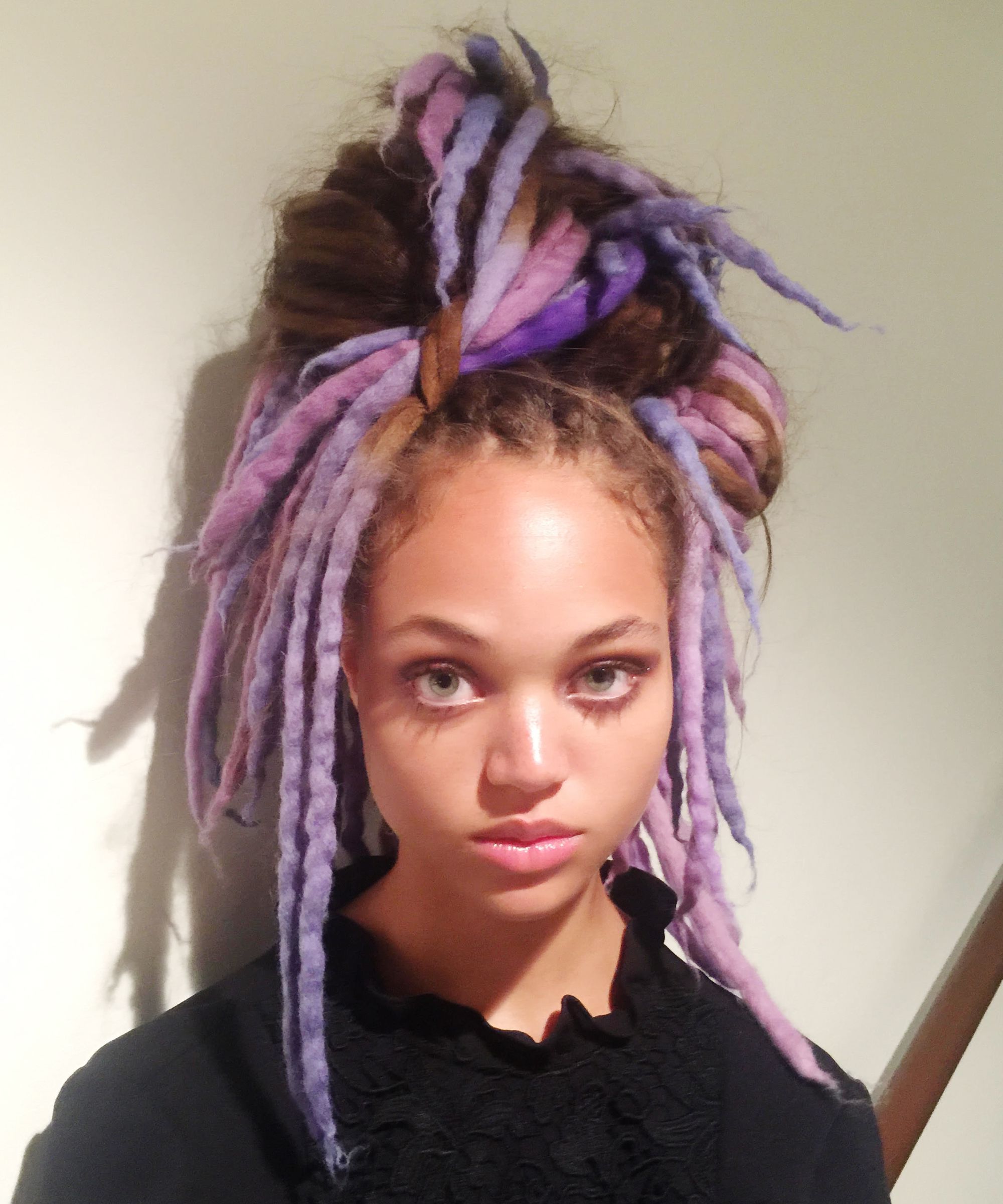Current Blue And White Yarn Hairstyles With Regard To Marc Jacobs Rainbow Dreadlocks White Models Nyfw (View 16 of 20)