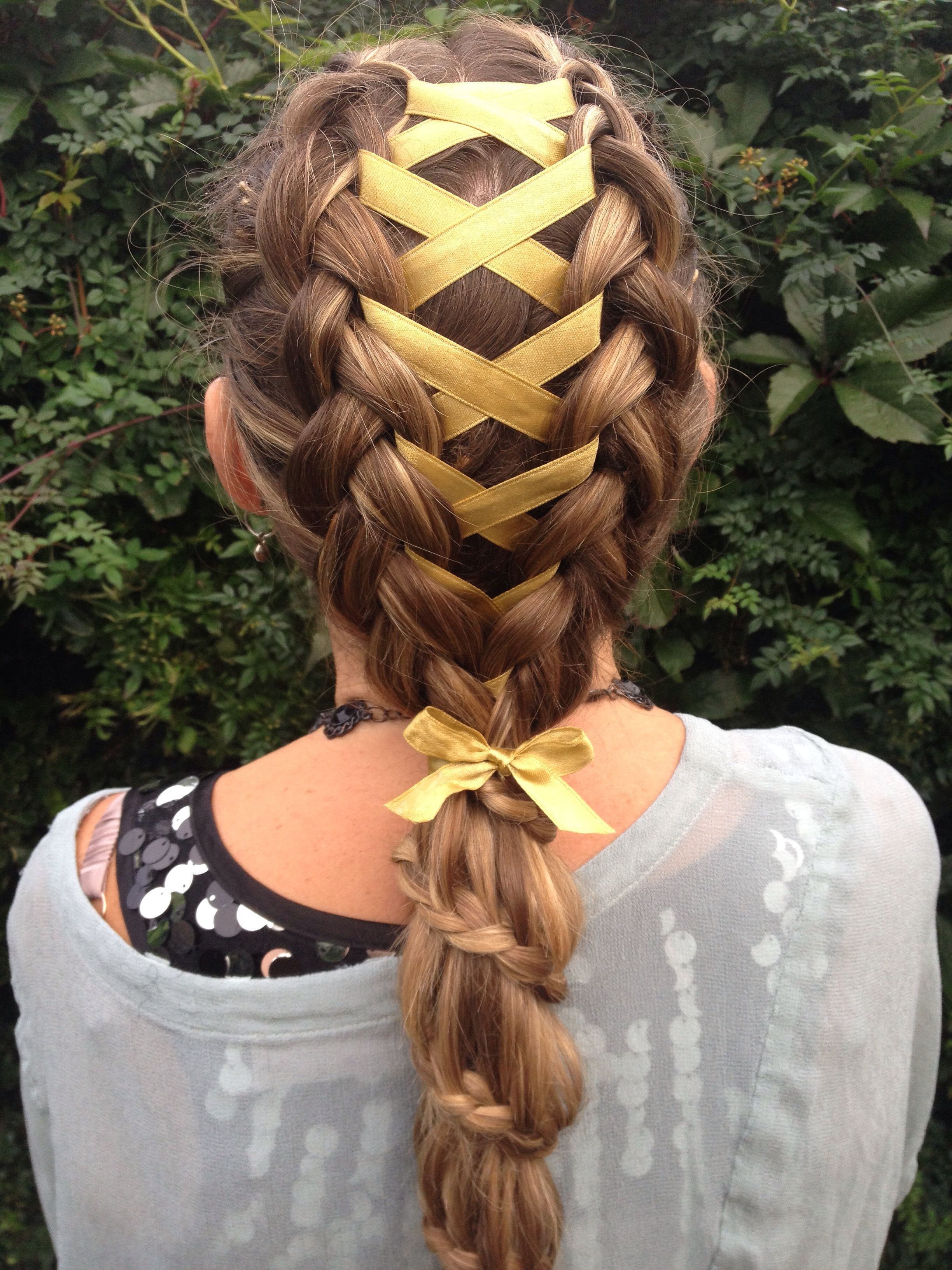 Current Corset Braided Hairstyles Pertaining To Corset Ribbon Braid Into A Carousel Braided Ponytail (View 1 of 20)
