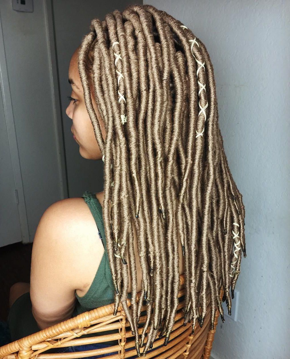 Current Yarn Braid Hairstyles Over Dreadlocks In 20 Playful Ways To Wear Yarn Dreads (View 4 of 20)