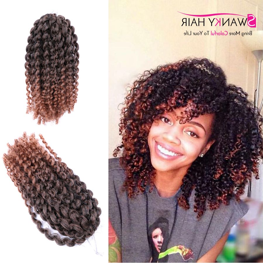 Favorite Two Tone Twists Hairstyles With Beads With 3pcs/lot Marlybob Curly Crochet Hair Extensions 8''afro (View 13 of 20)