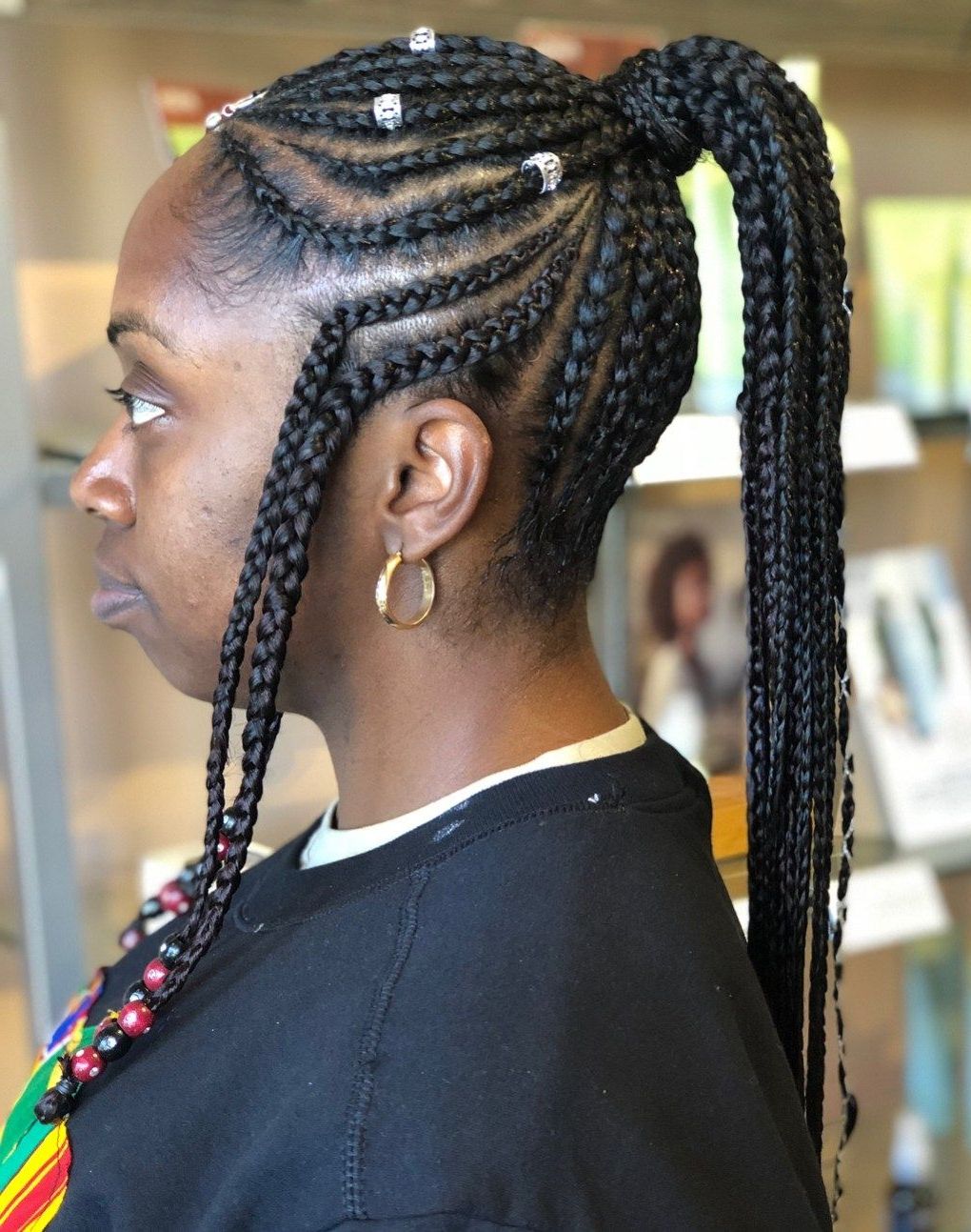 Latest Box Braid Bead Ponytail Hairstyles Inside 20 Amazing Fulani Braids For Women Of All Ages (View 9 of 20)