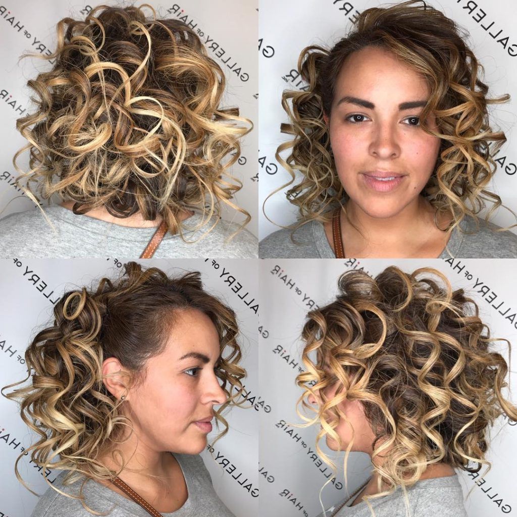 Latest Pinned Back Side Hairstyles Intended For Women's Blonde Back Pinned Curly Bob With Highlights Medium (Gallery 19 of 20)