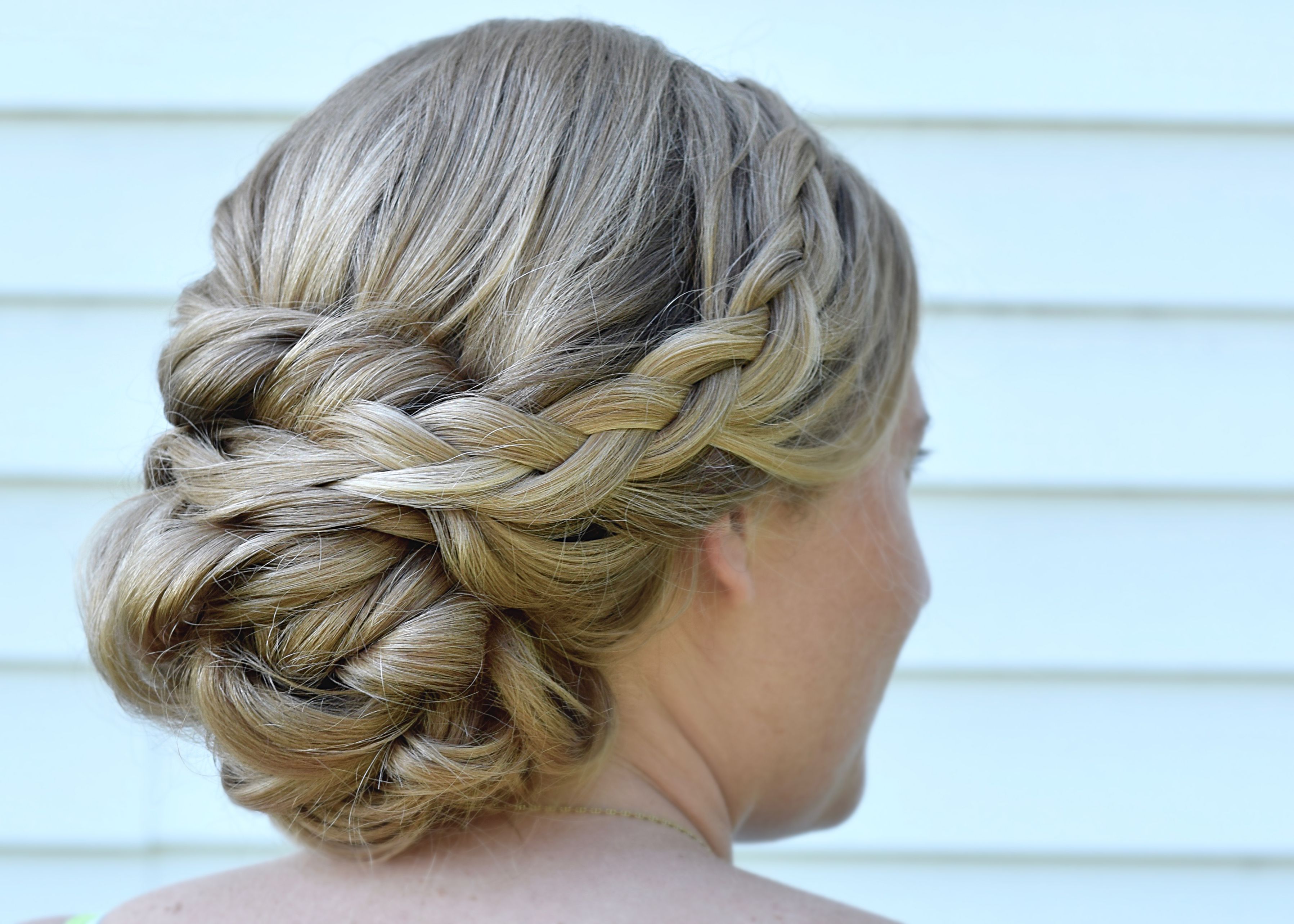 Latest Side Swept Braid Updo Hairstyles Regarding Liz Braid Updo Braided Hairstyle Side Swept Bun Upstyle (View 11 of 20)