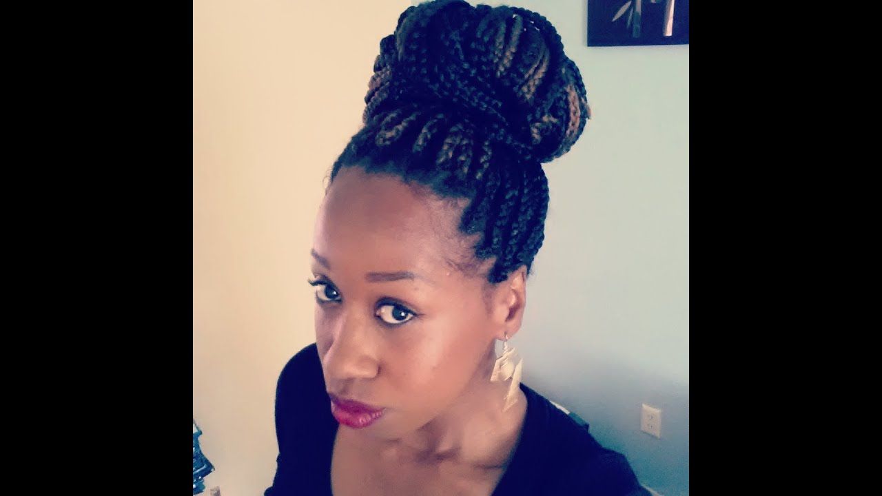 Most Popular Box Braided Bun Hairstyles With How To (View 10 of 20)