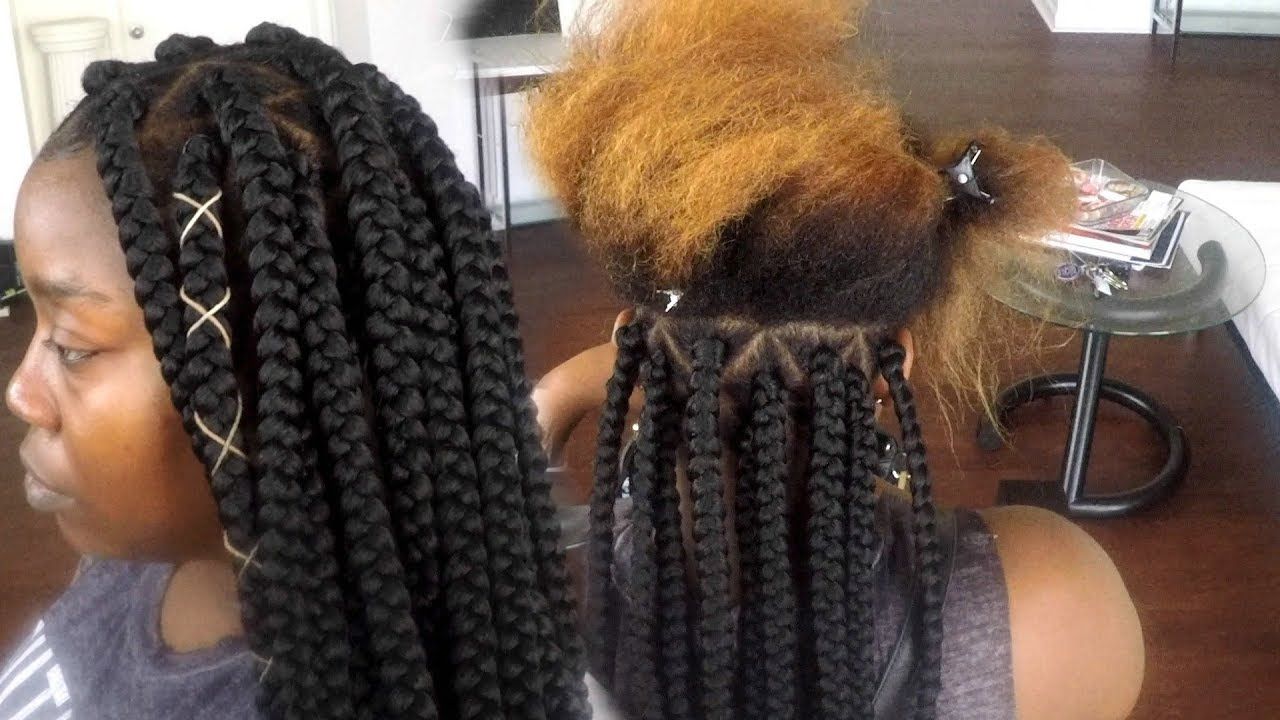 Most Popular Colorful Cornrows Under Braid Hairstyles With How To Tuck Colored Hair Into Braiding Hair – Jumbo Box Braids – Views From  A Living Room Stylist (View 14 of 20)