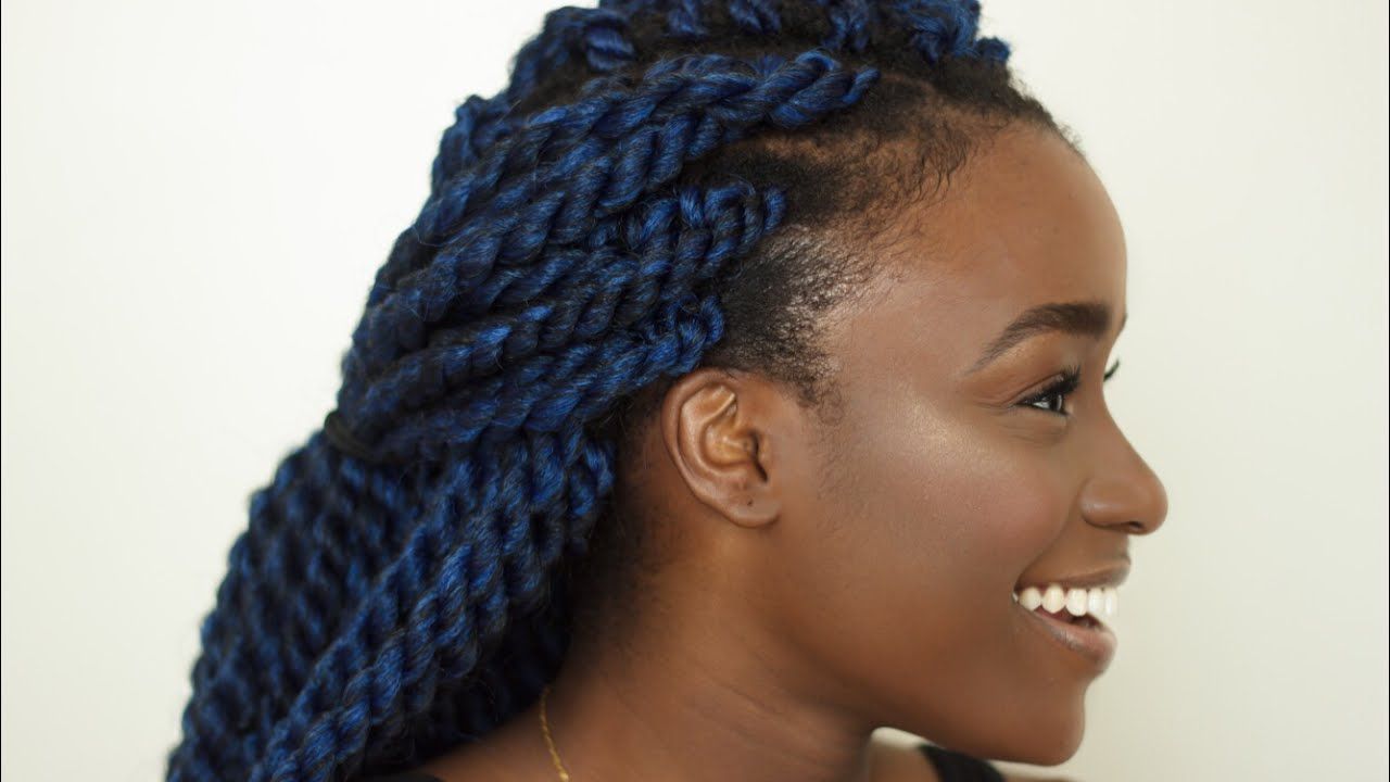 Most Recent Blue And Black Cornrows Braid Hairstyles With Regard To Blue Crochet Twists On 4c Natural Hair & Dark Skin (View 16 of 20)