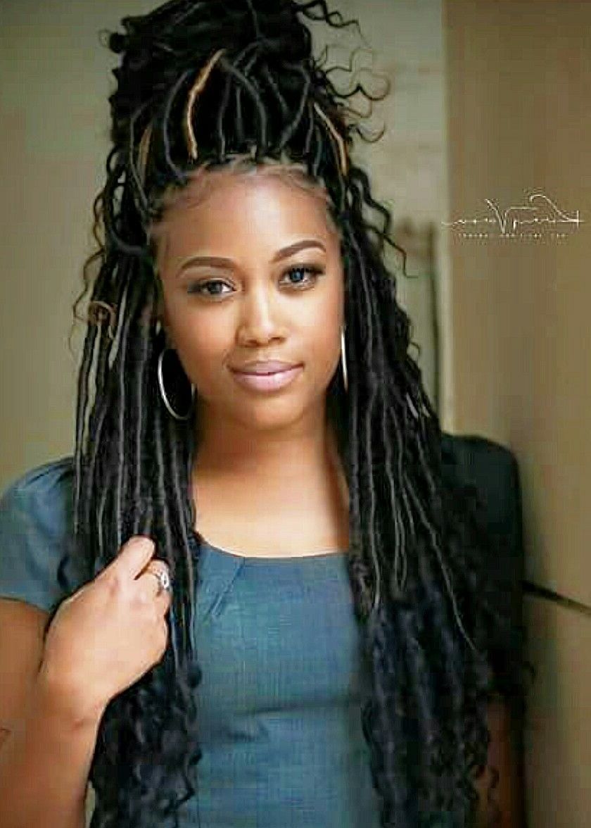 Most Recently Released Blonde Faux Locs Hairstyles With Braided Crown Pertaining To Pinchristal On Black Hairstyles (View 1 of 20)