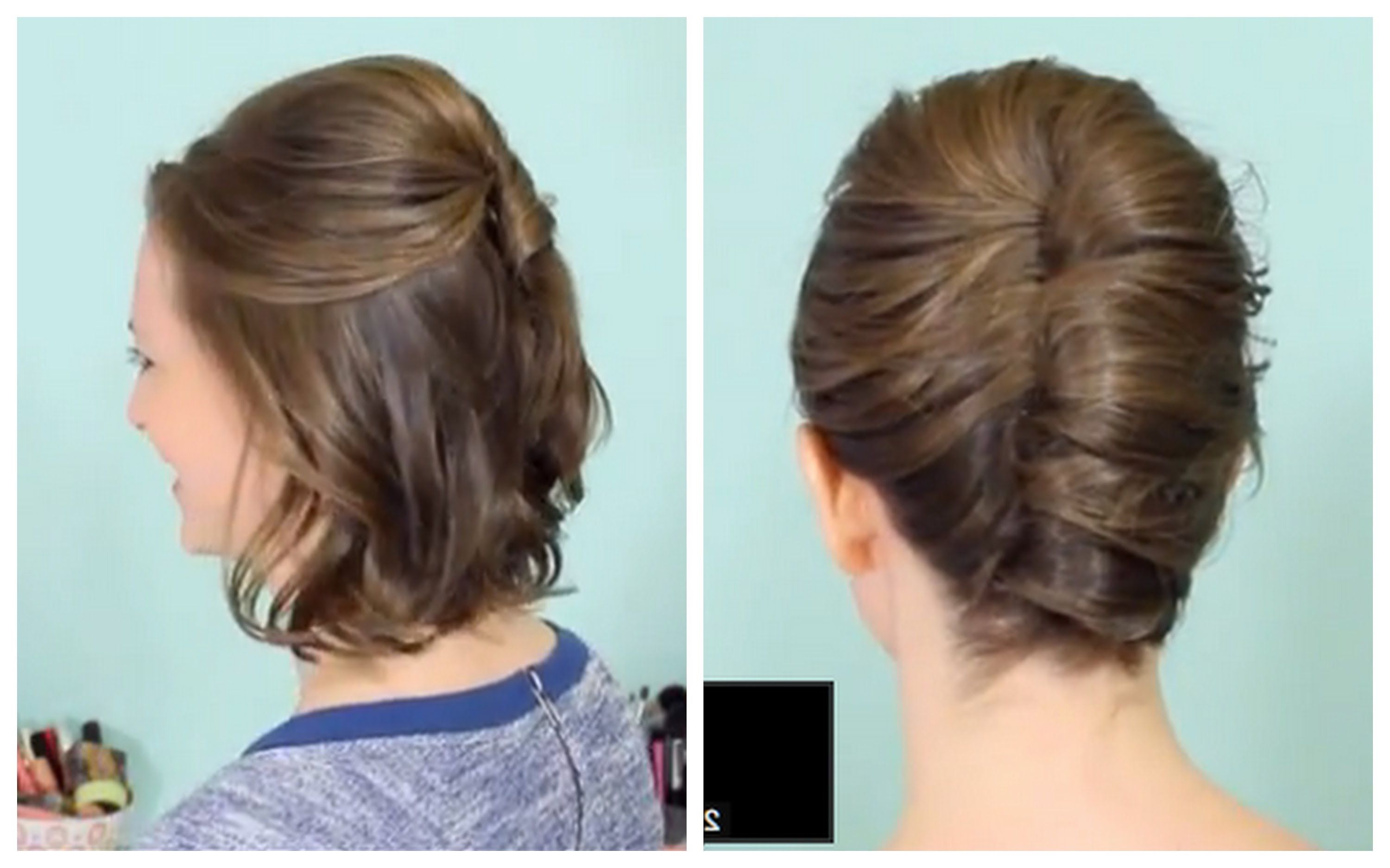 Most Up To Date Simple Pony Updo Hairstyles With A Twist With Regard To Short Hairstyle : French Twist Half Updo For Short Hair (View 16 of 20)