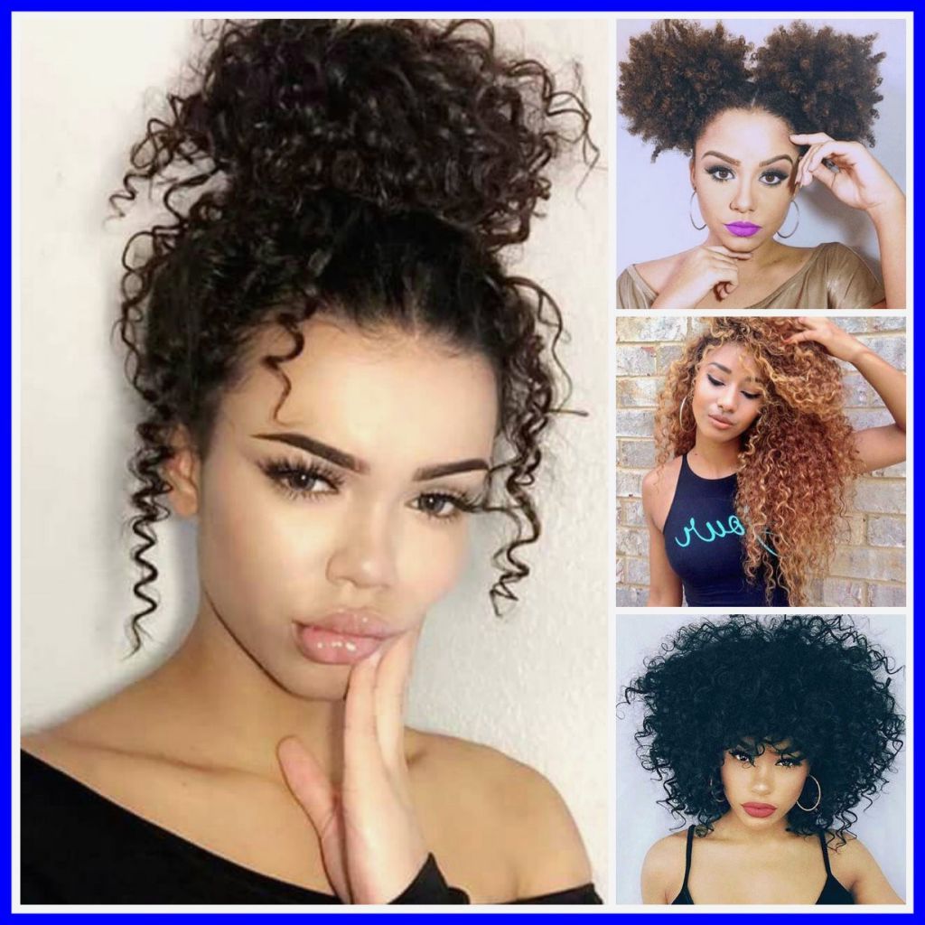 Newest Natural Bangs Updo Hairstyles Within Curly Hairstyle : Instagram Trending Natural Curly (View 14 of 20)