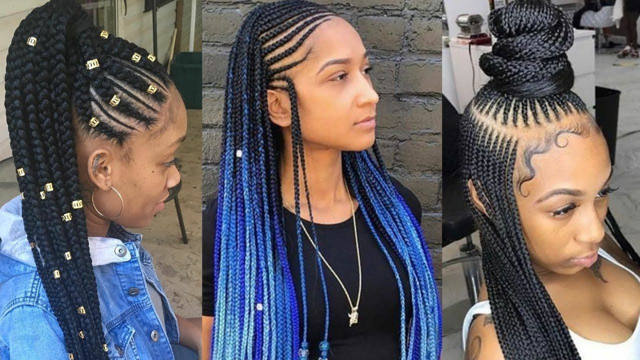 Preferred Blue And Black Cornrows Braid Hairstyles Intended For Amazing Hair Braiding Compilation 2018 – Braid Styles For Black Women # (View 6 of 20)