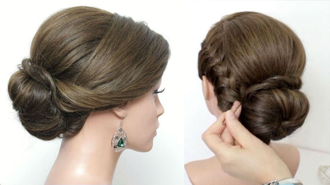 Preferred French Braid Low Chignon Hairstyles Pertaining To Wedding Prom Updo Tutorial. Low Bun, French Braid. Formal Hairstyles (View 4 of 20)