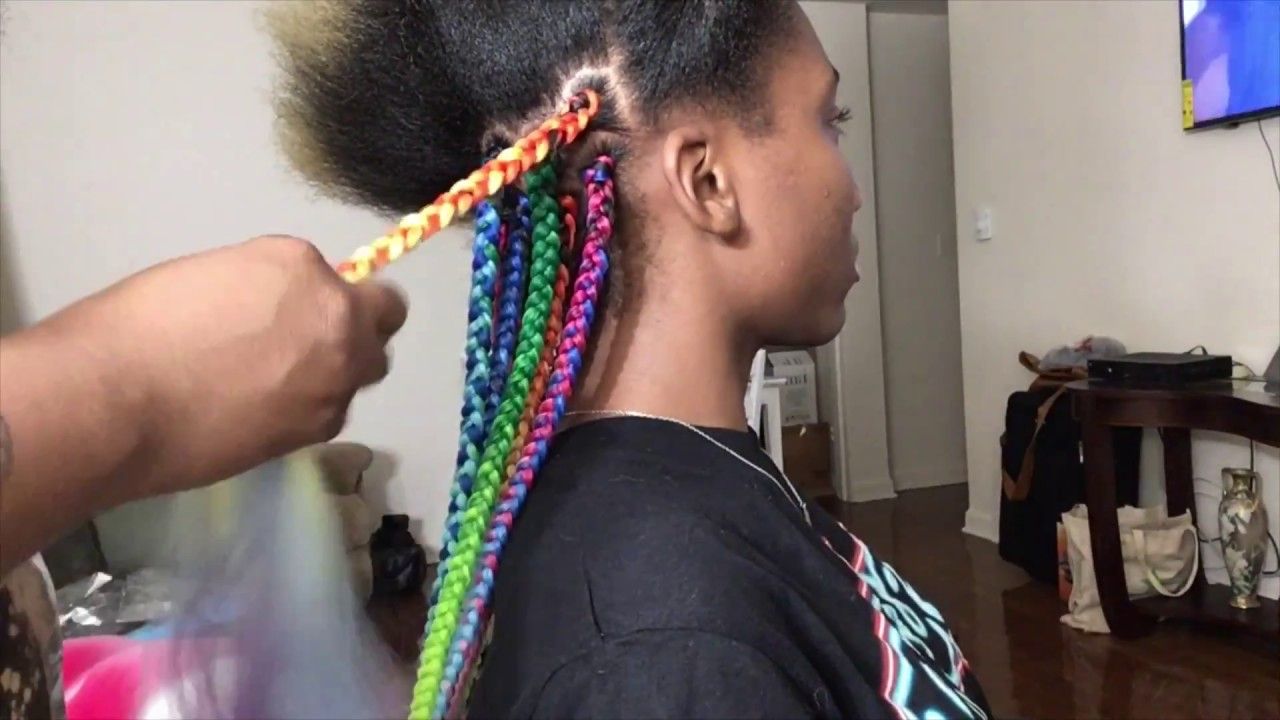 Rainbow Box Braids Intended For Latest Multicolored Extension Braid Hairstyles (View 9 of 20)