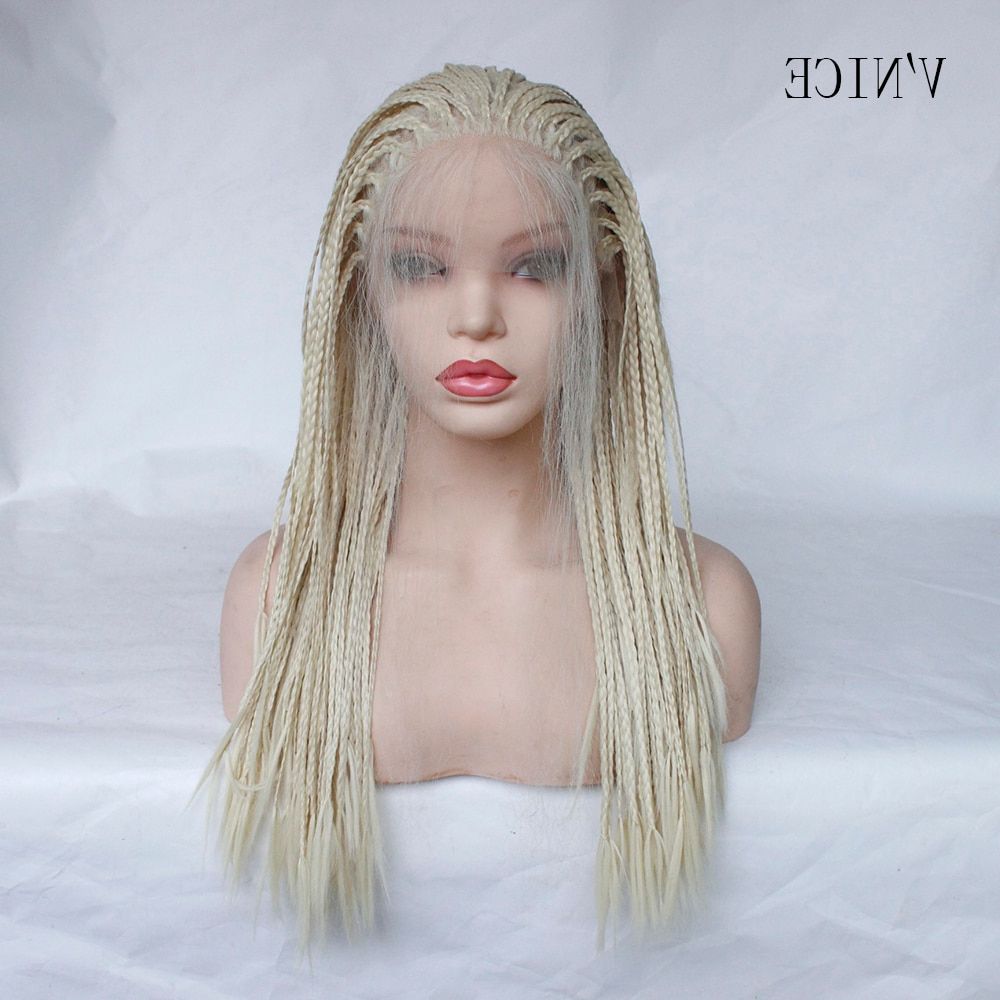 [%recent Long Blonde Braid Hairstyles Throughout Us $63.65 5% Off|natural Long Platinum Blonde Wig With Baby Hair Heat  Resistant Fiber Synthetic Lace Front Braid Wig Braided Box Braids Wig In|us $ (View 16 of 20)