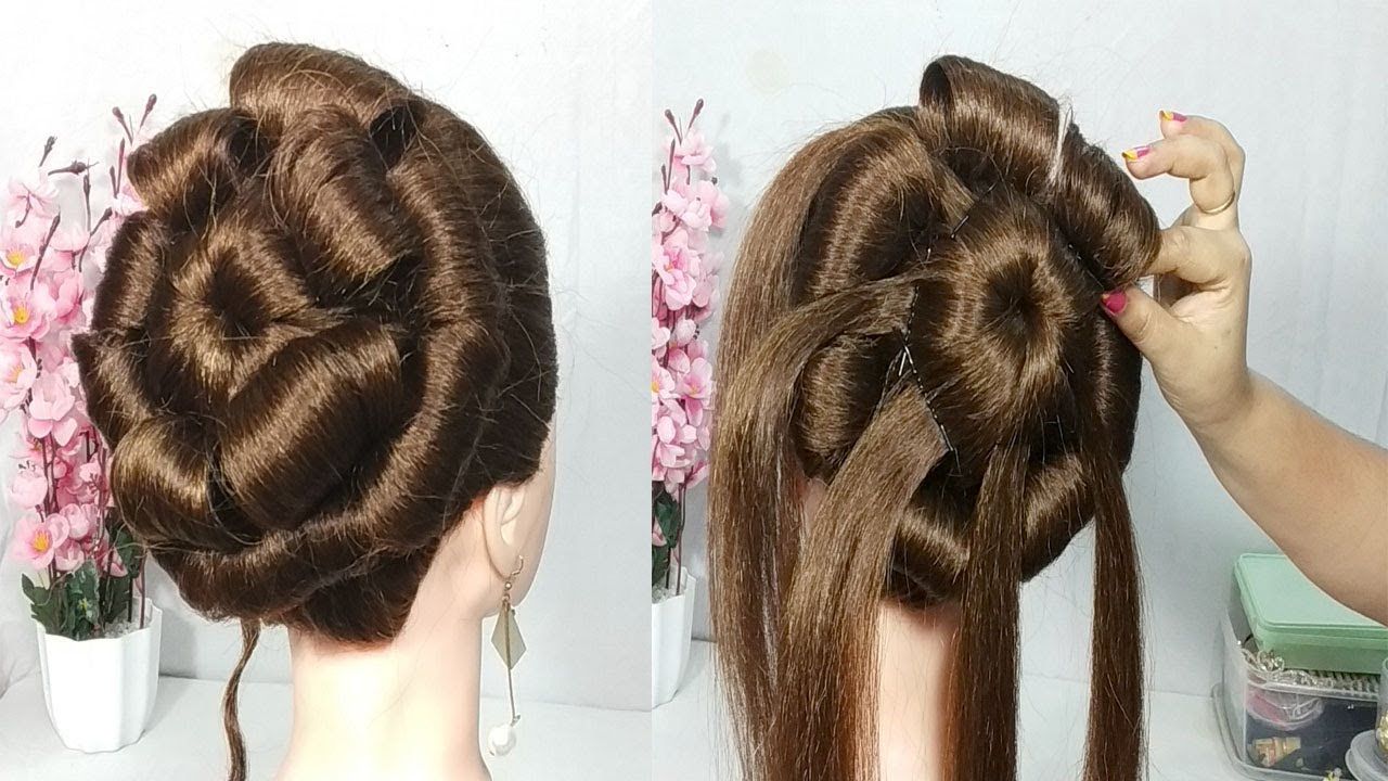 Very Easy Flower Bun Hairstyle For Wedding (View 14 of 20)