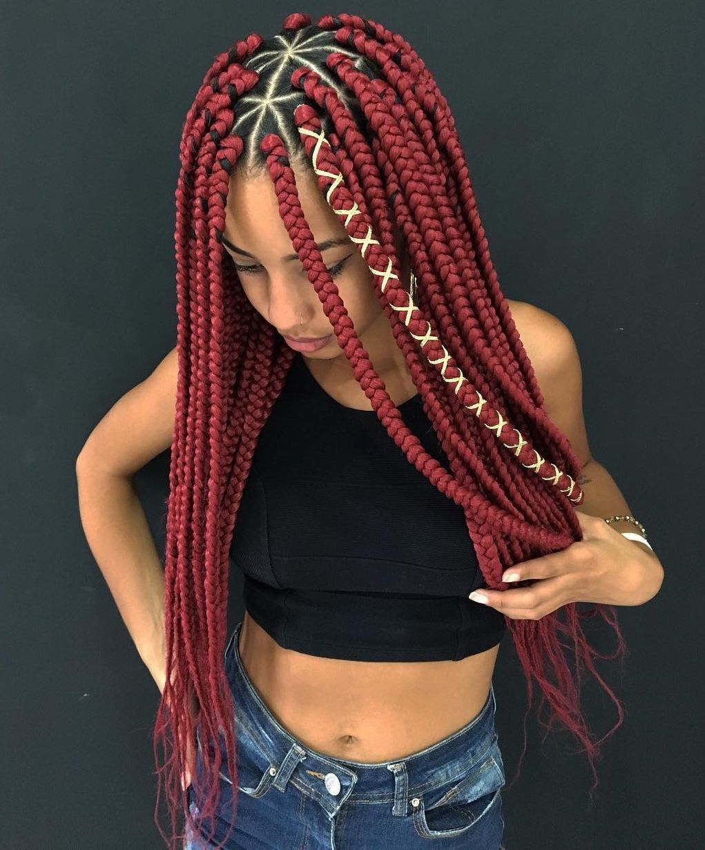 Well Known Red And Brown Micro Braid Hairstyles With 20 Unrivaled Triangle Braids To Try (View 17 of 20)