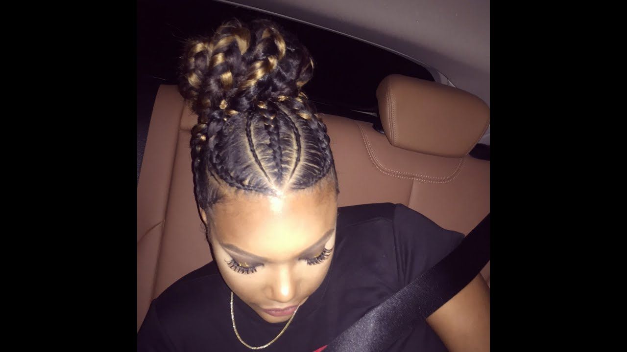 Well Known Thick Cornrows Bun Hairstyles In "goddess Bun With Small And Big Braids"stylesjazae (View 8 of 20)