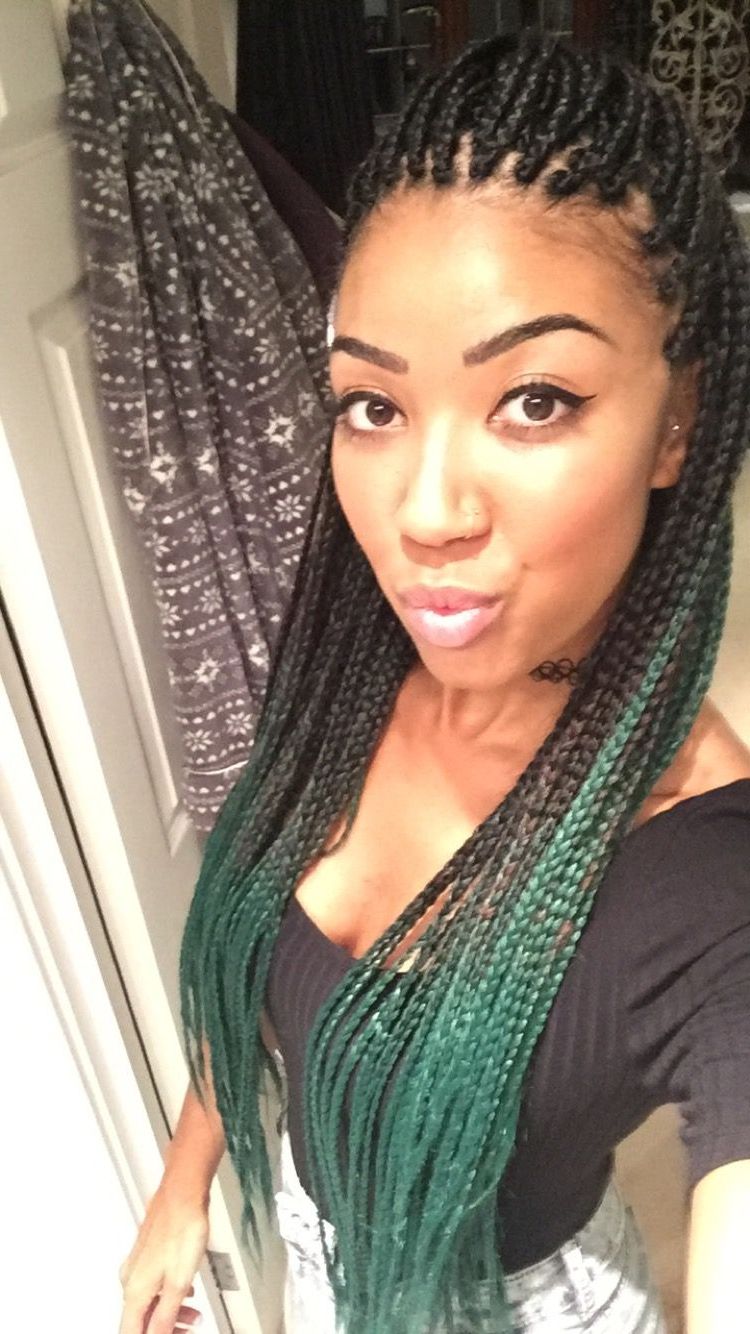 Well Known Tight Green Boxer Yarn Braid Hairstyles With Small Long Box Braids! Green Ombré Perfect For My Travels (View 3 of 20)