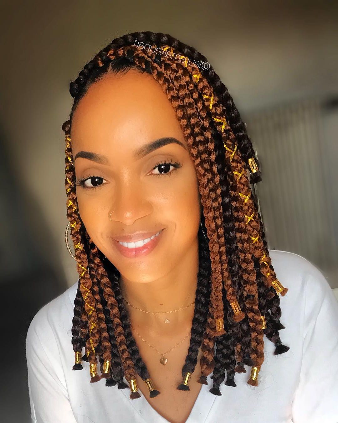 Well Liked Bob Braid Hairstyles With Bangs Pertaining To These 16 Short Fulani Braids With Beads Are Giving Us Life (View 10 of 20)