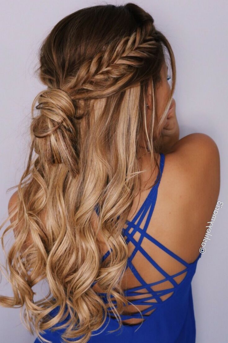 Well Liked Braided Half Up Hairstyles With Fishtail Braid, Half Up Hairstyle, Braid, Messy Bun, Hair (View 9 of 20)