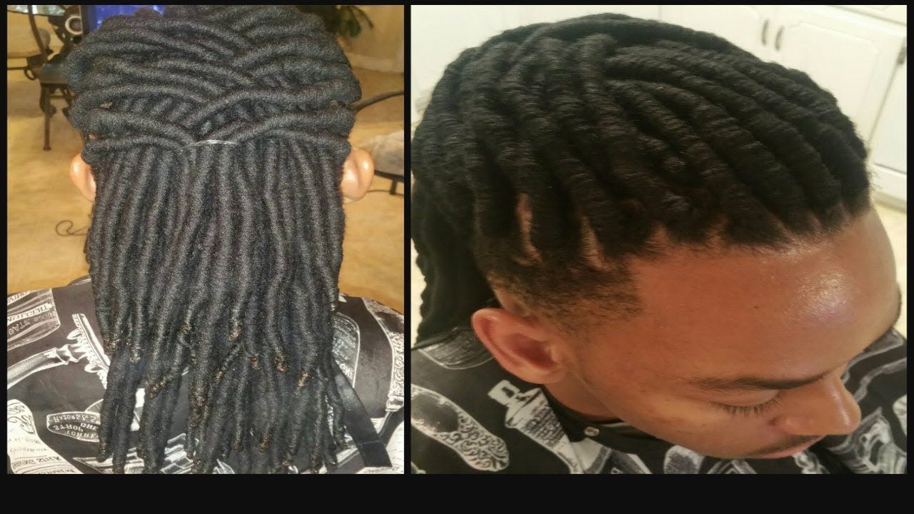Yarn Wraps Aka Faux Locs On A Male Client In Popular Yarn Braid Hairstyles Over Dreadlocks (View 12 of 20)