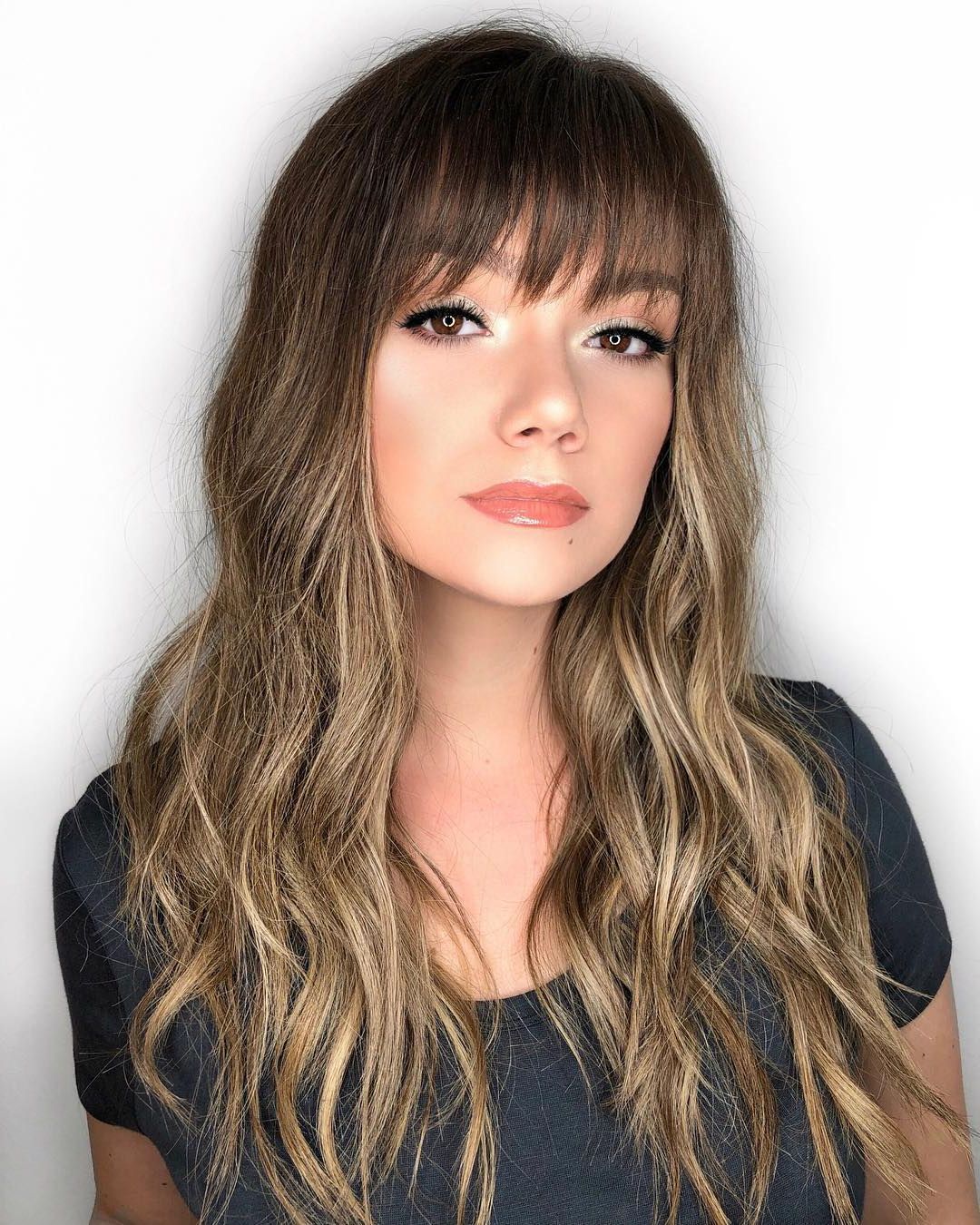 35 Instagram Popular Ways To Pull Off Long Hair With Bangs With Regard To Most Current Long Hairstyles With Straight Fringes And Wavy Ends (View 2 of 20)