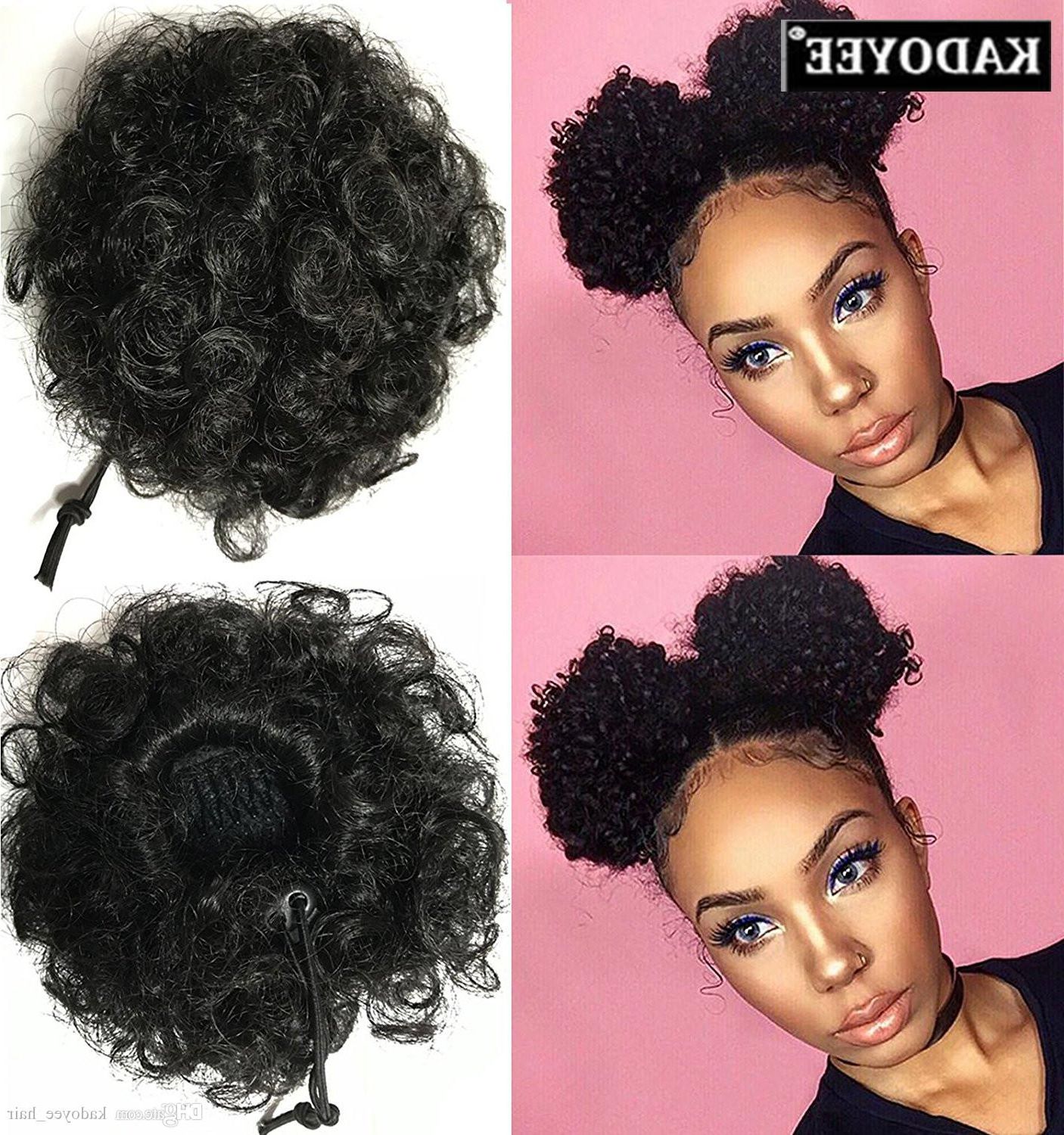 Afro Chignon Synthetic Ponytail In Natural Color Fro Ponytail Biba Platinum  Afro Ponytail Puff Drawstring Wrap Curly Hair Bun Updo Chignon Chignon Bun Intended For Recent Side Hairstyles With Puff And Curls (View 14 of 20)