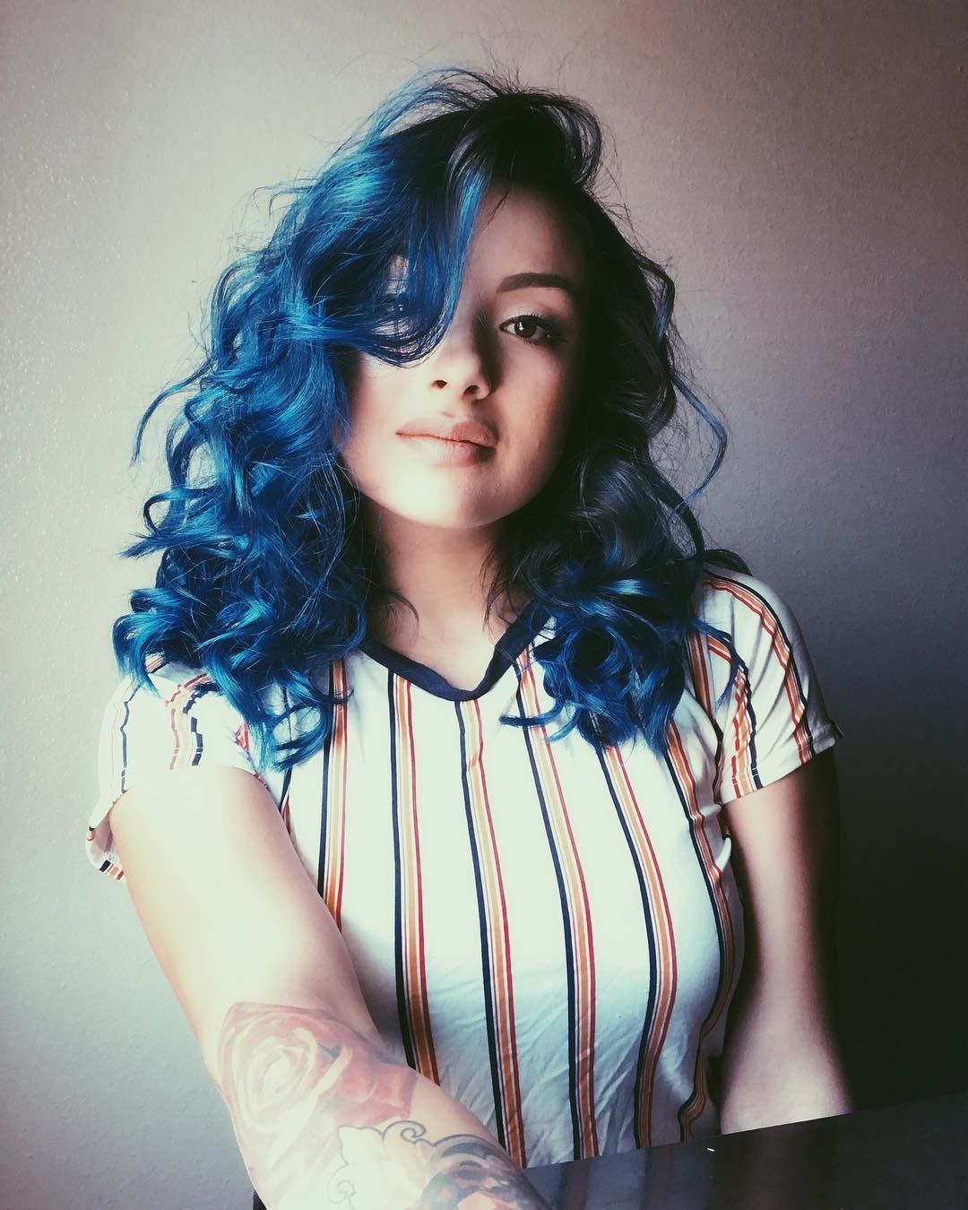 Favorite Black And Denim Blue Waves Hairstyles Pertaining To 155 Blue Hair Color Ideas (2019 Designs) (View 16 of 20)