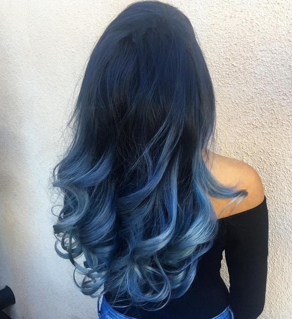 Most Recent Black And Denim Blue Waves Hairstyles Throughout 40 Fairy Like Blue Ombre Hairstyles (View 3 of 20)
