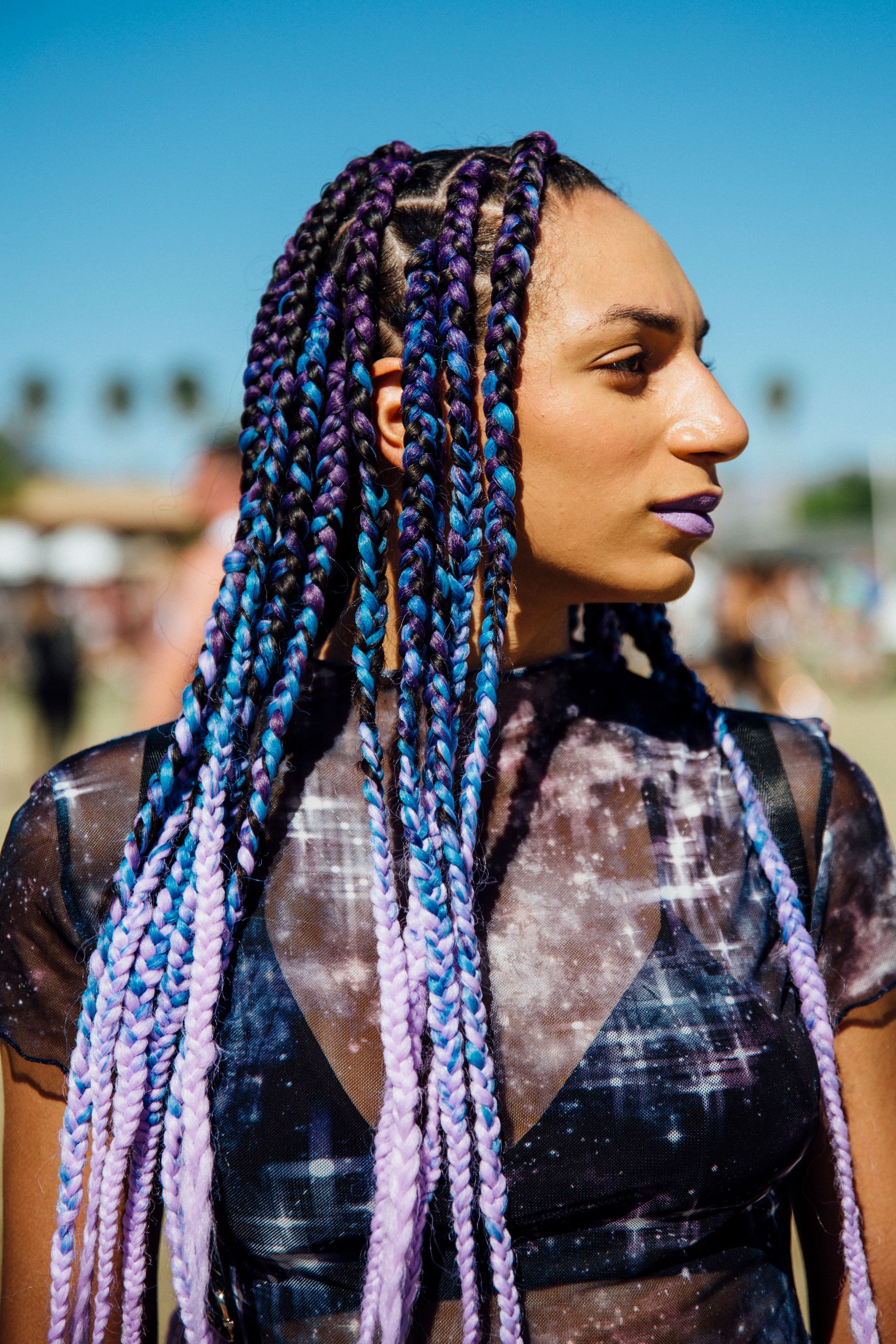 Pastel Hair Colour Style Trend At Coachella Festival With Most Recent Blue Braided Festival Hairstyles (View 9 of 20)