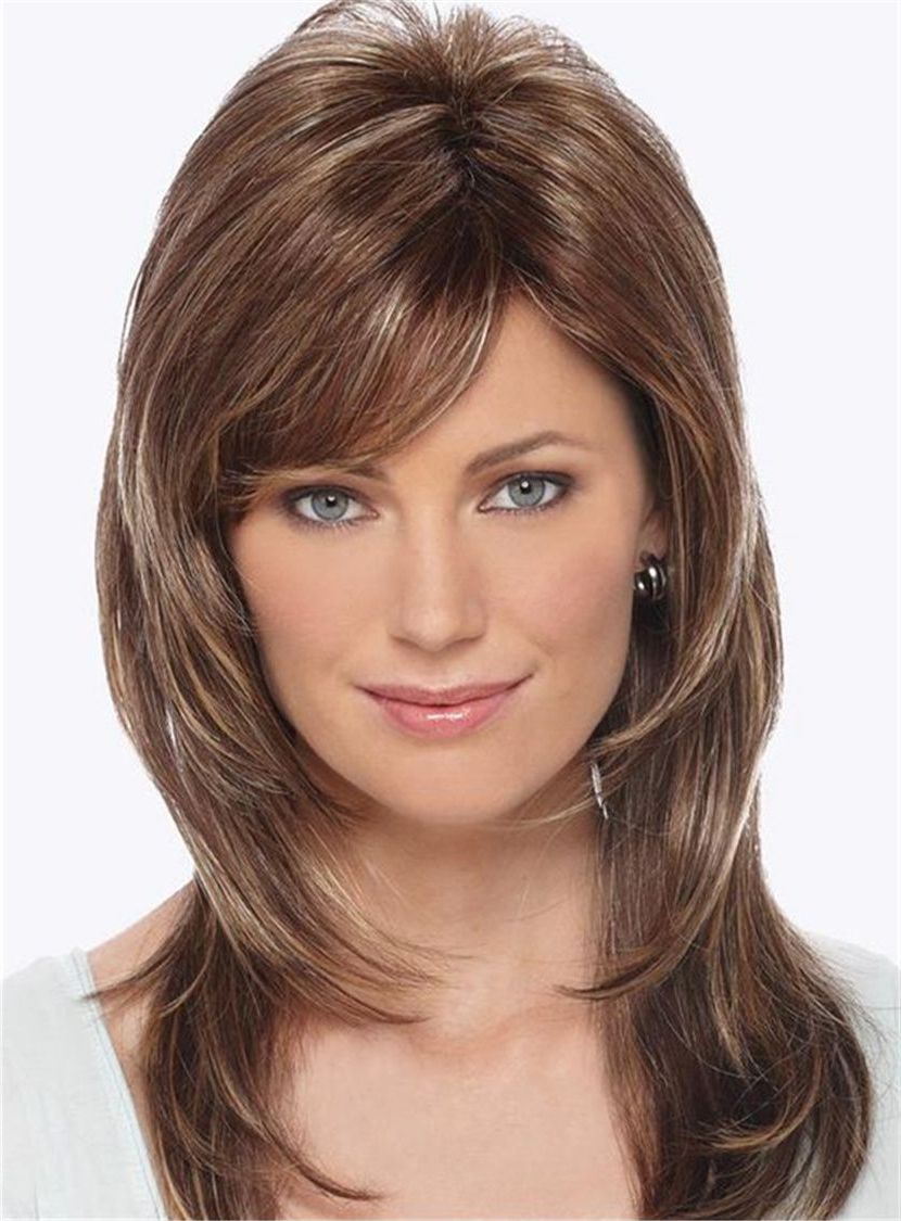 Pin On Human Hair Wigs Throughout Recent Long Straight Layered Hairstyles With Fringes (View 17 of 20)