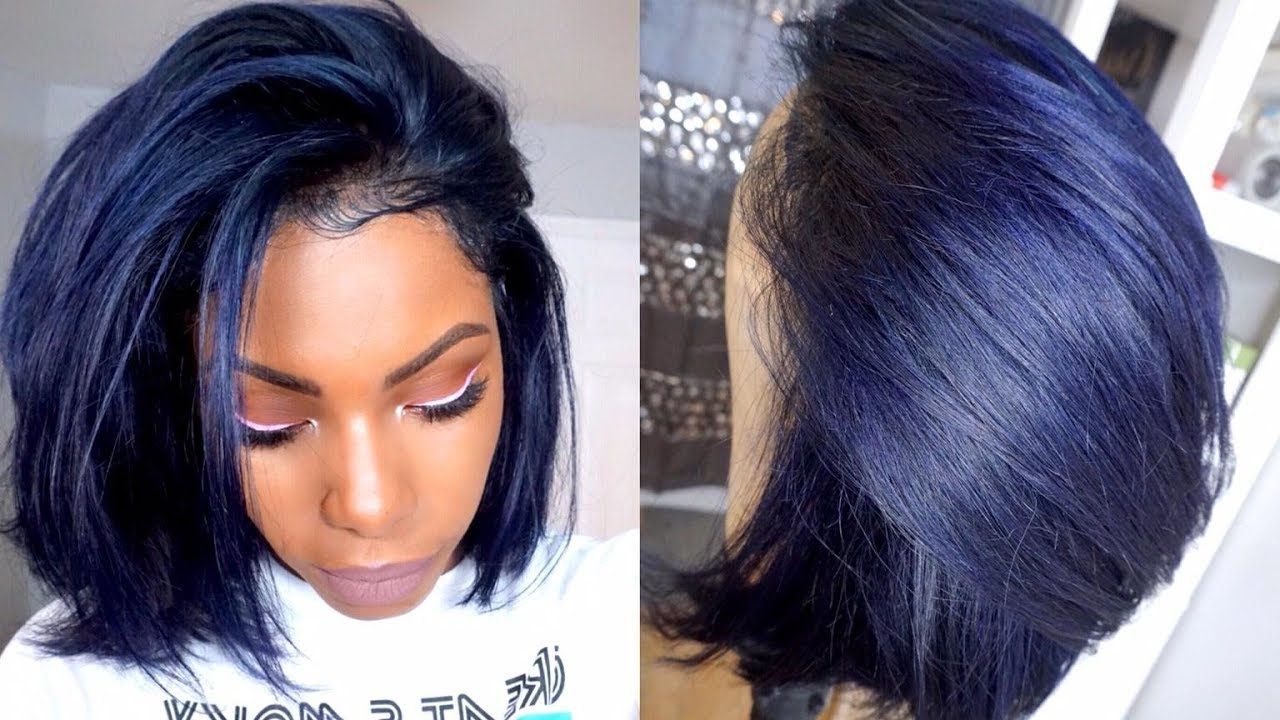 Raven Midnight Blue Hair Color And Cut Tutorial Denim Blue Hair Regarding Well Known Black And Denim Blue Waves Hairstyles (View 5 of 20)