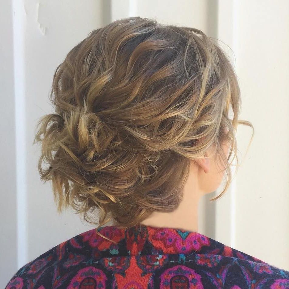 Trendy Updos For Short Hair: From Casual To Special Occasions For 2020 Short Asymmetric Bob Hairstyles With Textured Curls (View 14 of 20)