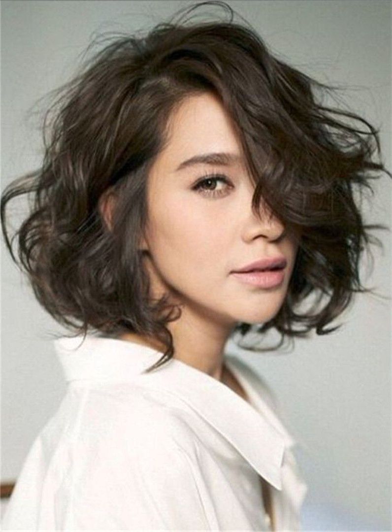 Well Liked Messy Short Bob Hairstyles With Side Swept Fringes Throughout Shag Lobs Loose Wavy Short Hairstyle Side Swept Fringes Lace (View 7 of 20)