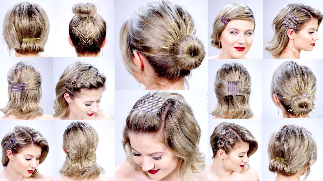 11 Super Easy Hairstyles With Bobby Pins For Short Hair | Milabu Pertaining To Cute Bob Hairstyles With Bun (View 14 of 20)