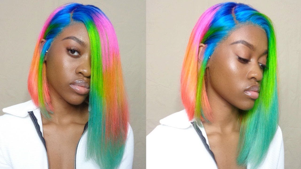 How To Slay A Rainbow Bob | Uamazing Hair #colorqueen Within Rainbow Bob Haircuts (View 6 of 20)