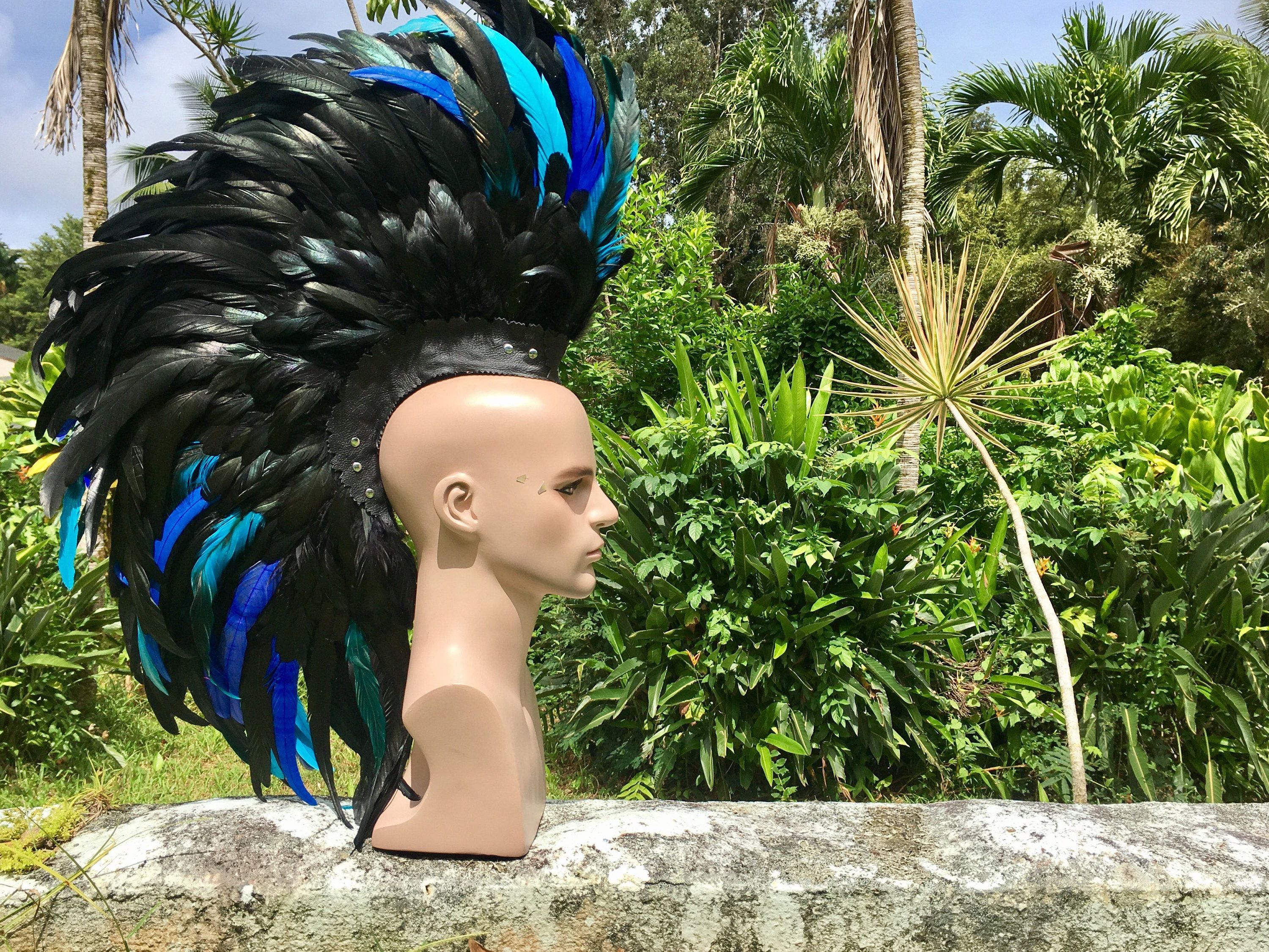 Most Popular Mohawk  Haircuts With Curls For A Feathered Bird Within Customizable Feather Mohawk / Headdress – "midnight Blue" (View 15 of 20)