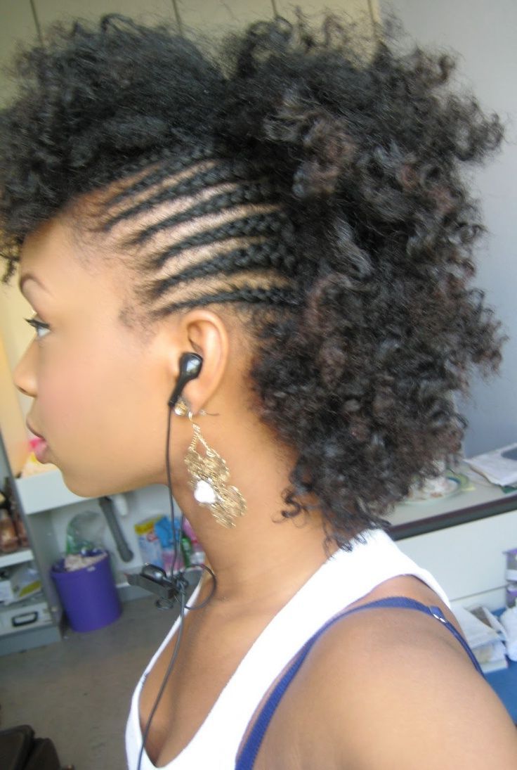 Trendy Curly Faux Mohawk Hairstyles For Com ===== Side Braided Curly Faux Hawk (Gallery 258 of 292)