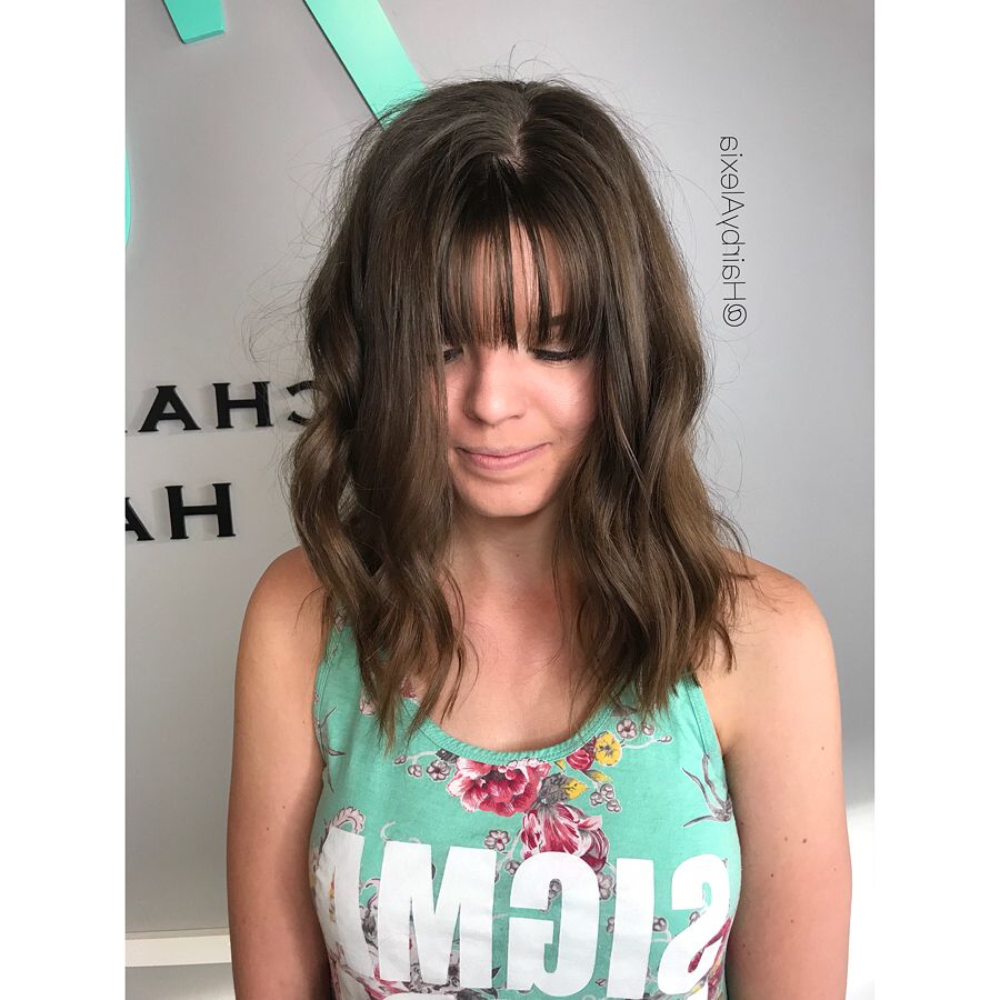 2017 Medium Brunette Shag Haircuts With Thick Bangs With Regard To 61 Chic Medium Shag Haircuts For  (View 20 of 20)