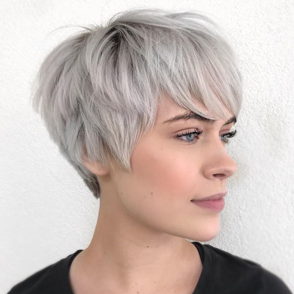 40 Short Hairstyles For Thick Hair (trendy In 2019 2020 With Tapered Pixie Boyish Haircuts For Round Faces (View 9 of 20)