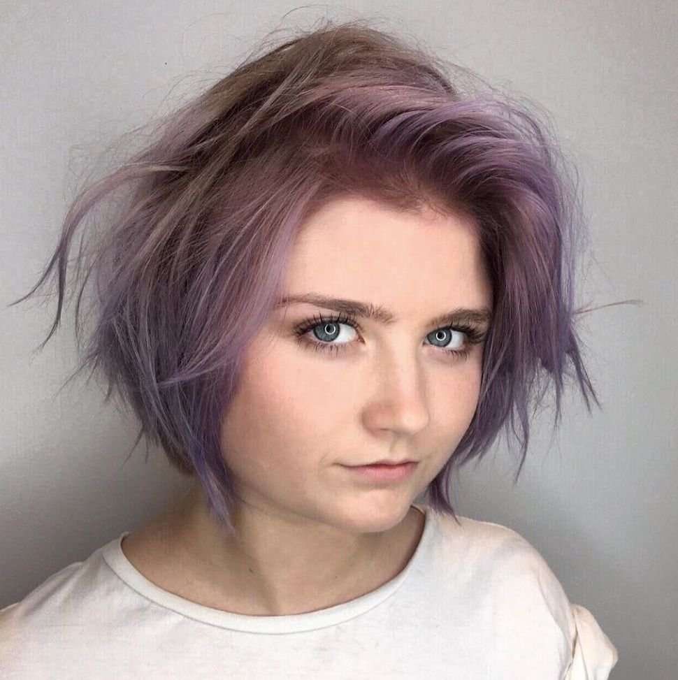 45 Short Hairstyles For Fine Hair To Rock In 2019 Regarding Purple Tinted Off Centered Bob Hairstyles (View 12 of 20)